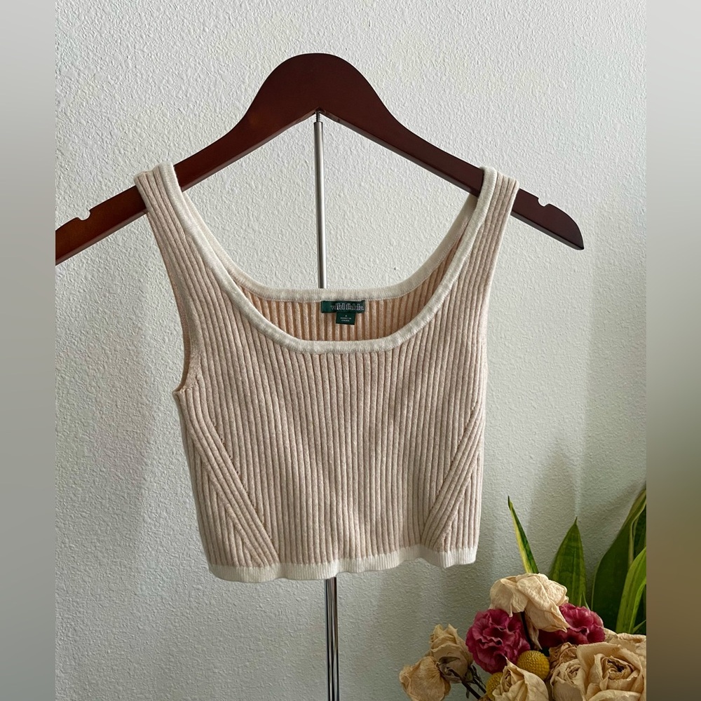 Wild Fable Cream Ribbed Knit Crop Top